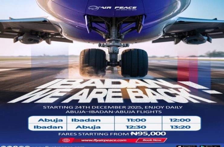 Air Peace, Overland Resume Ibadan–Abuja Flights Dec 24