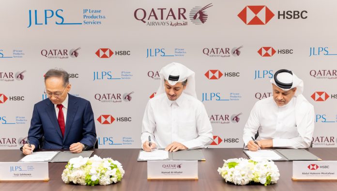 711477-Qatar Airways GCEO signs inaugural JOLCO agreement alongside President and CEO of JLPS and CEO and Head of Banking of HSBC Qatar-af8206-original-1791975839